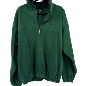 Weatherproof Garment Co Mens Large Green 1/4 Zip Fleece Pullover Jacket Pocket